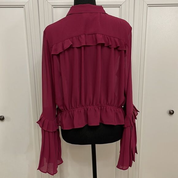Anthropologie Plum Button Front Blouse size large. FIRM ON PRICE as I love this! - Picture 6 of 8
